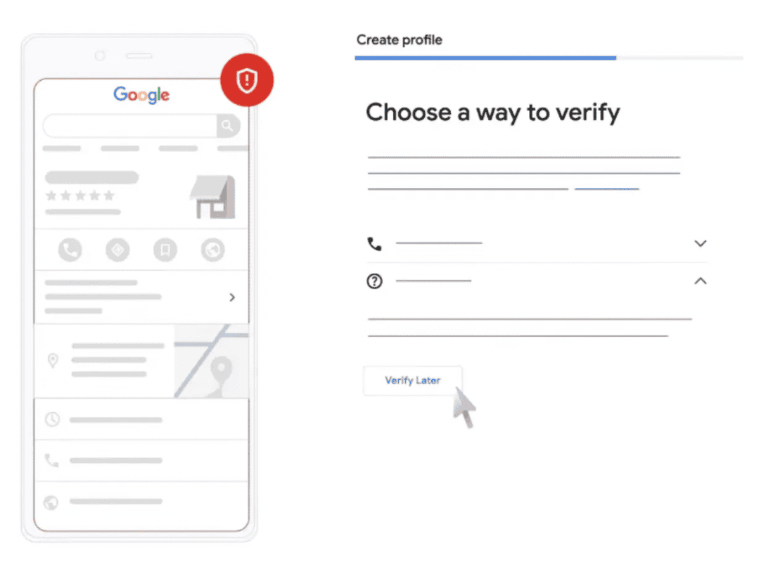 The screen to choose how to verify your Google Business Profile