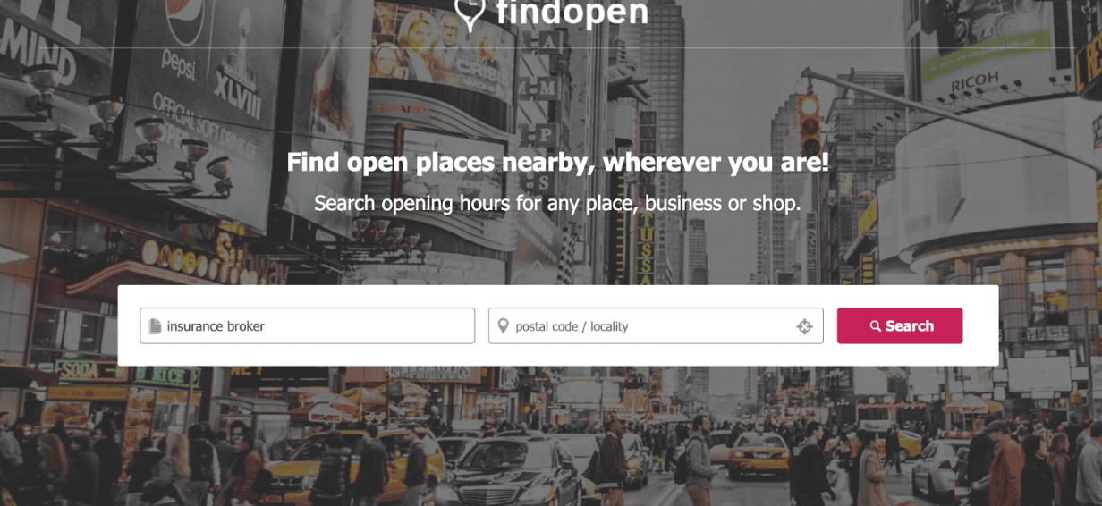 Visual of Find Open's easy search functionality to help local businesses in the USA get found by potential customers.