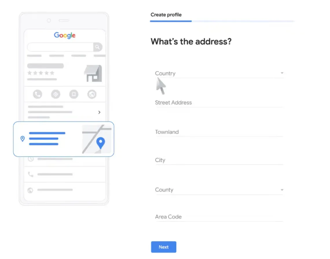 A screengrab of where to add your address before you verify your business on Google