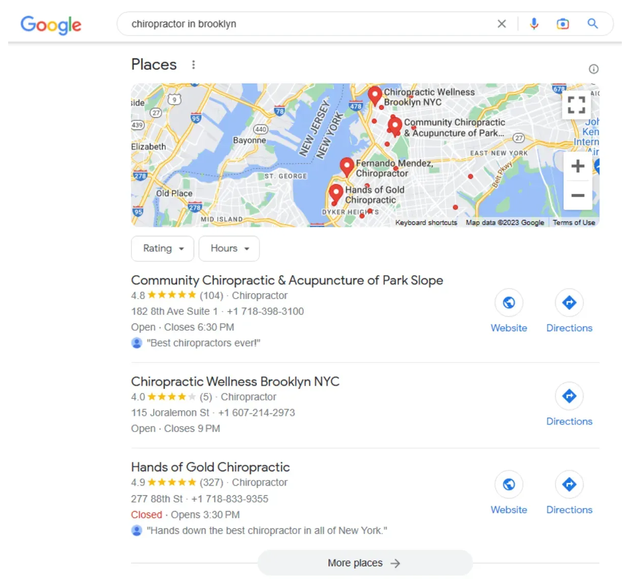 Local business reviews in Google’s local pack