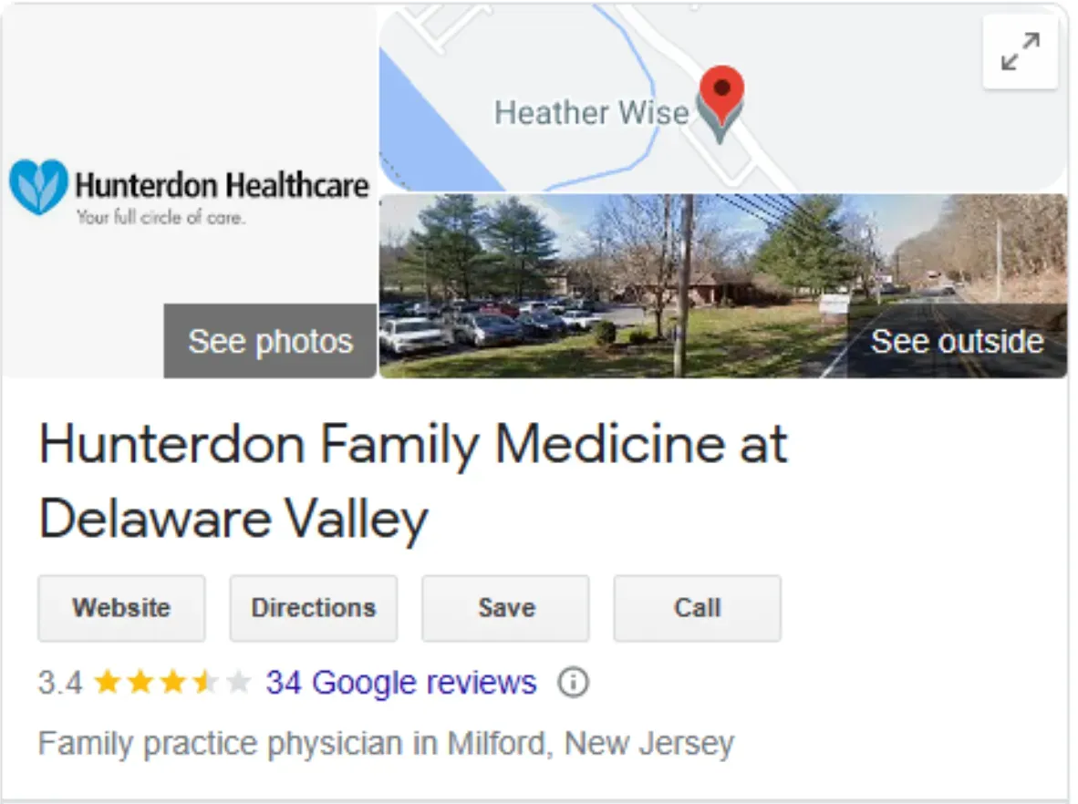 A Google Business Profile for a doctor in Frenchtown with a lower than 4.0 star rating