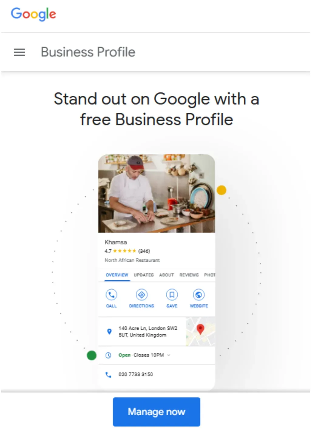 Google Business Profile homepage, the best answer to the question “how do I add my business to Google”