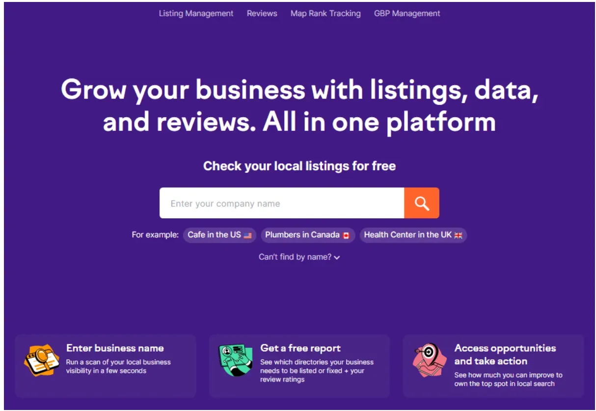 Semrush’s free local listings checkers