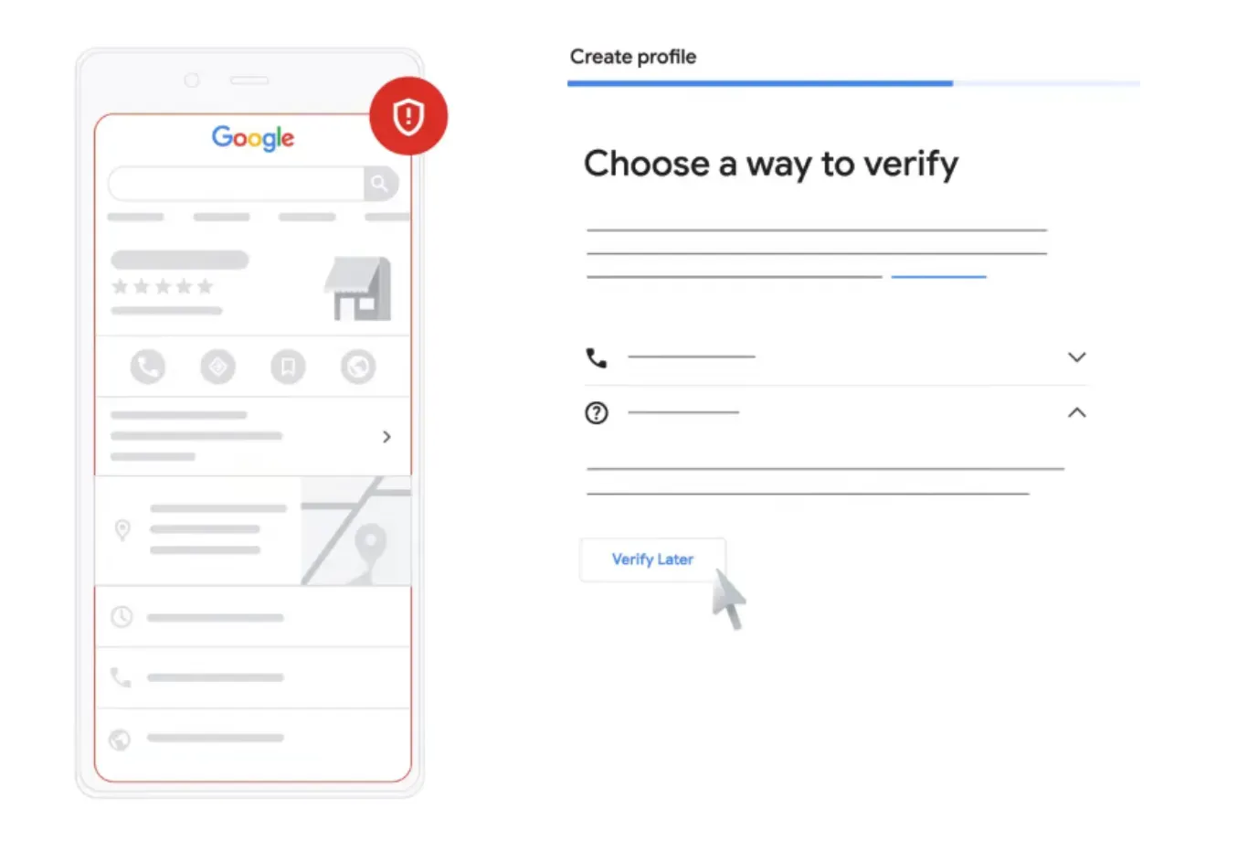 The screen to verify your Google Business Profile