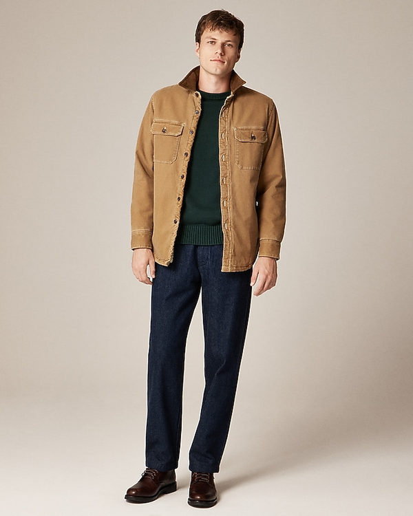Sherpa-lined Duck Canvas Shirt-jacket For Men