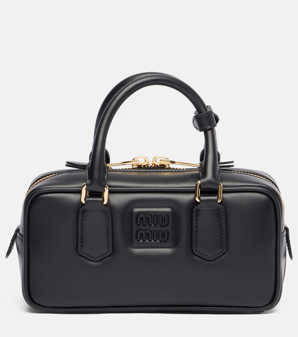 Arcadie leather top-handle bag in black - Miu Miu
