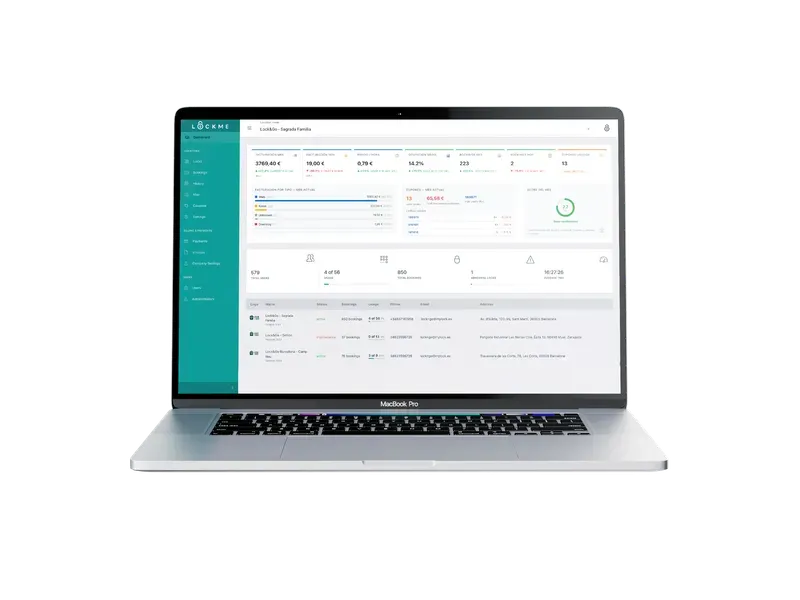 LockMe operator dashboard — live KPIs, recent bookings and store status