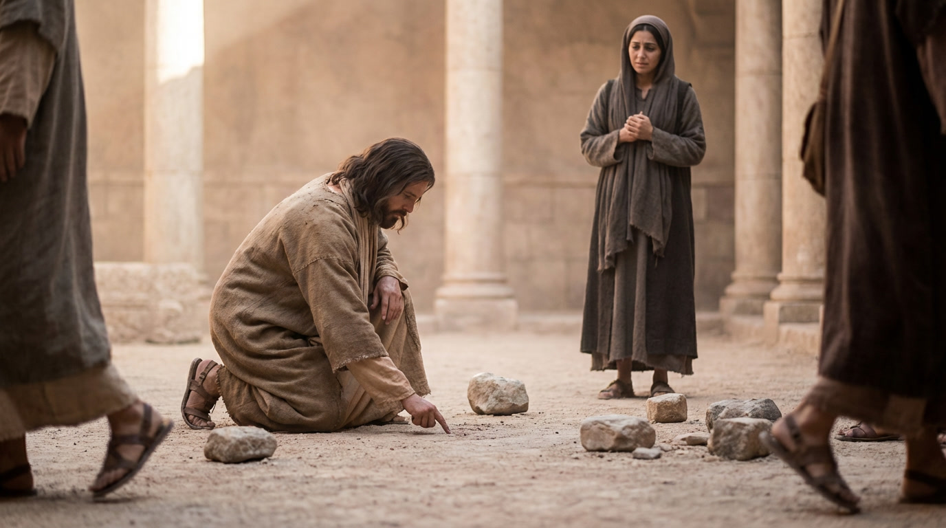 Gospel reflection illustration for John 8:1-11