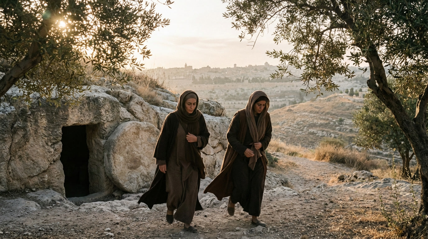 Gospel reflection illustration for Matthew 28:8-15