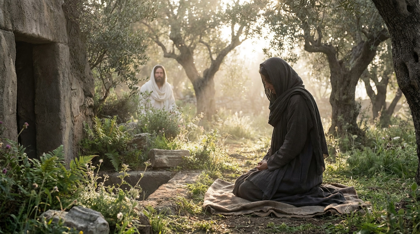 Gospel reflection illustration for John 20:11-18