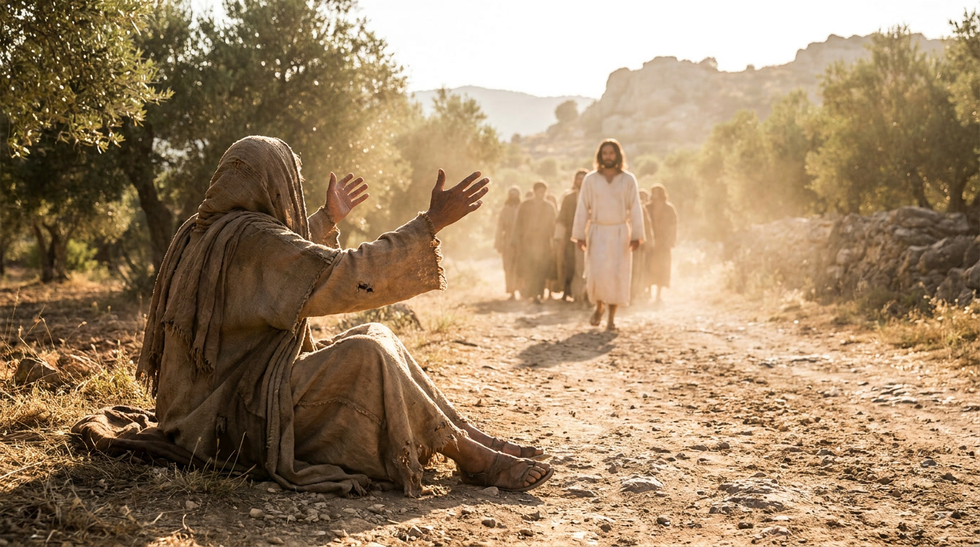 Gospel reflection illustration for Mark 10:46-52