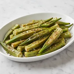 Baked Okra With Minimal Oil And Spices