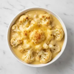 Steamed Cauliflower Florets Baked With Light Cheese Sauce (pasta Substitute)