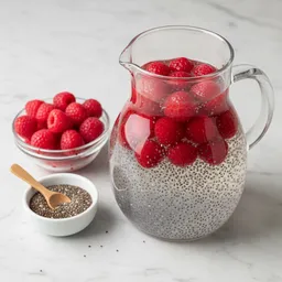 Water Infused With Fresh Raspberries And Chia Seeds
