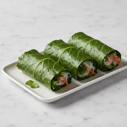 Spring Rolls Wrapped In Blanched Collard Greens