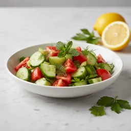 Cucumber And Tomato Salad With Herbs And Lemon Juice (no Salt Or Oil)