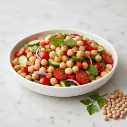 Chickpea Salad (boiled Chickpeas, Fresh Vegetables, Herbs, Minimal Dressing)