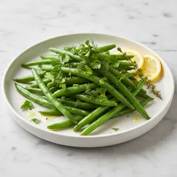 Steamed Green Beans With Lemon Juice, Olive Oil, And Fresh Herbs