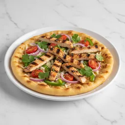 Flatbread With Grilled Chicken, Fresh Vegetables, And Minimal Cheese