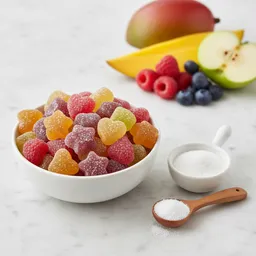 Gummies Made From Pure Gelatin, Fruit Puree, And Erythritol/stevia
