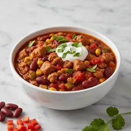 Homemade Lean Turkey Chili With Beans And Fresh Vegetables, Low Sodium, No Added Sugars