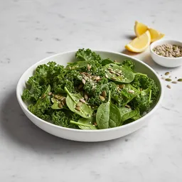 Fresh Kale And Spinach Salad With Lemon Juice And Seeds