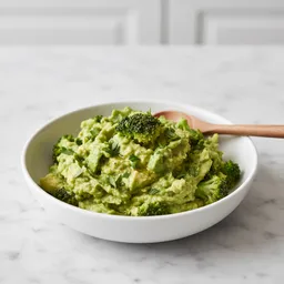 Steamed Broccoli Mashed With Avocado