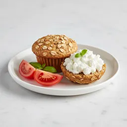 Oat Bran Muffin With Low-fat Cottage Cheese And Tomato