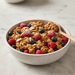 Whole-grain Oats Baked With Fresh Berries And Nuts, Lightly Sweetened