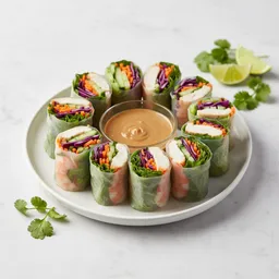 Fresh Rice Paper Rolls With Raw Vegetables And Lean Protein
