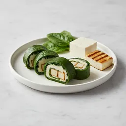 Spinach Roll With Natural Cheese And Grilled Tofu