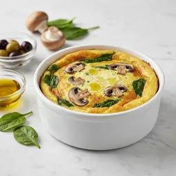 Baked Omelette With Eggs, Spinach, Mushrooms, And Minimal Oil