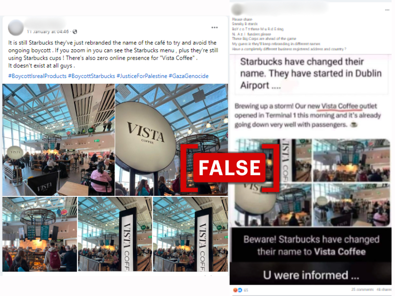 Fact Check: Posts Falsely Claim Starbucks Is Rebranding To 'Vista Coffee' Amid Boycott Calls