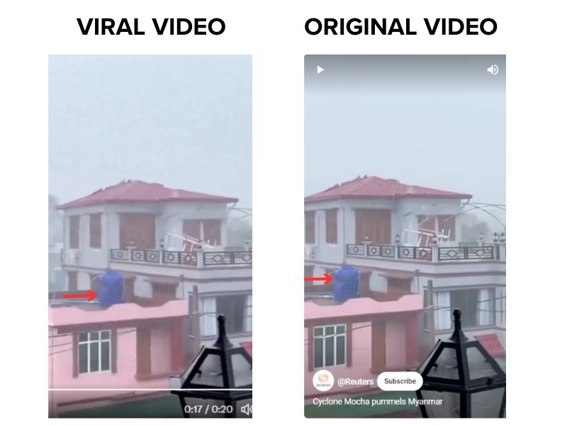 म्यांमार में तूफान का पुराना वीडियो चक्रवात मिचौंग के नाम पर किया गया शेयर, दावा है फेक