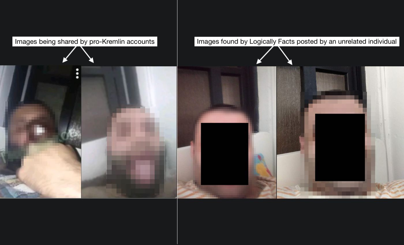 A comparison of images from the viral post and the social media acocunt of an individual unrelated to Umerov.