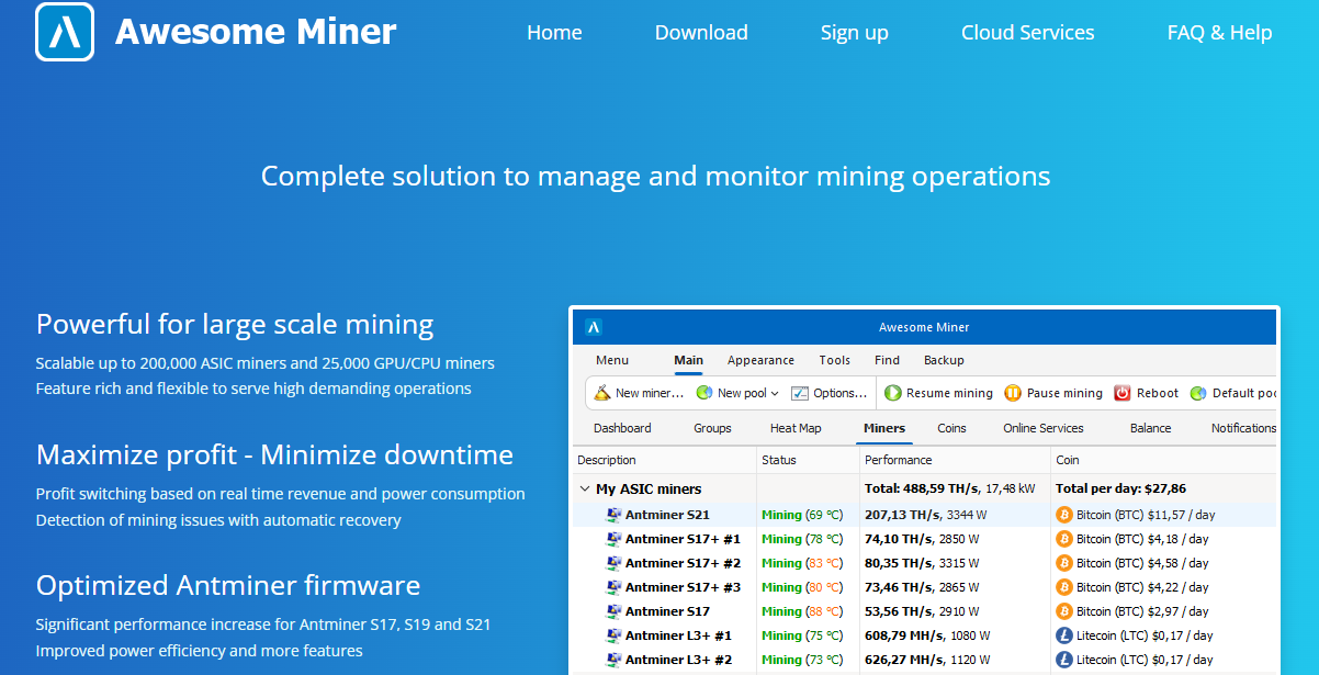Awesome Miner -  Best Bitcoin Mining Software