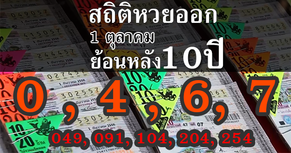 สถิติหวยออก 1 ตุลาคม ย้อนหลัง 10 ปี