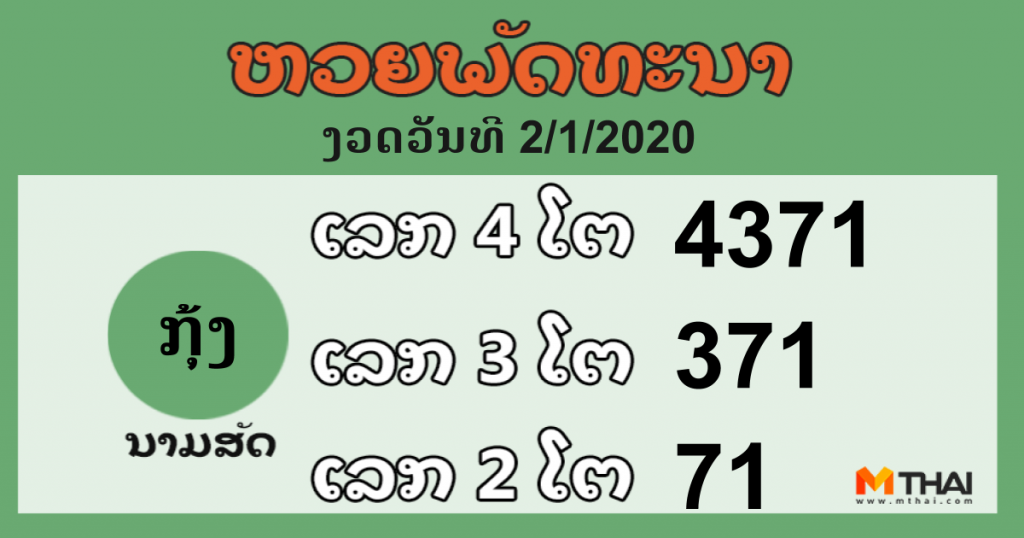 หวยลาว งวดวันที่ 2 มกราคม 2563