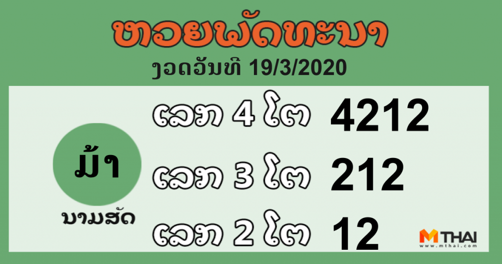 หวยลาว งวดวันที่ 19 มีนาคม 2563