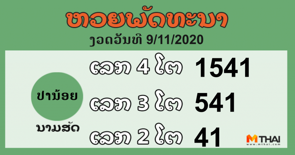 หวยลาว งวดวันที่ 9 พฤศจิกายน 2563