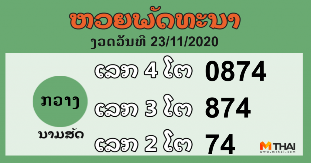 ผลหวยลาว งวด 23 พฤศจิกายน 2563