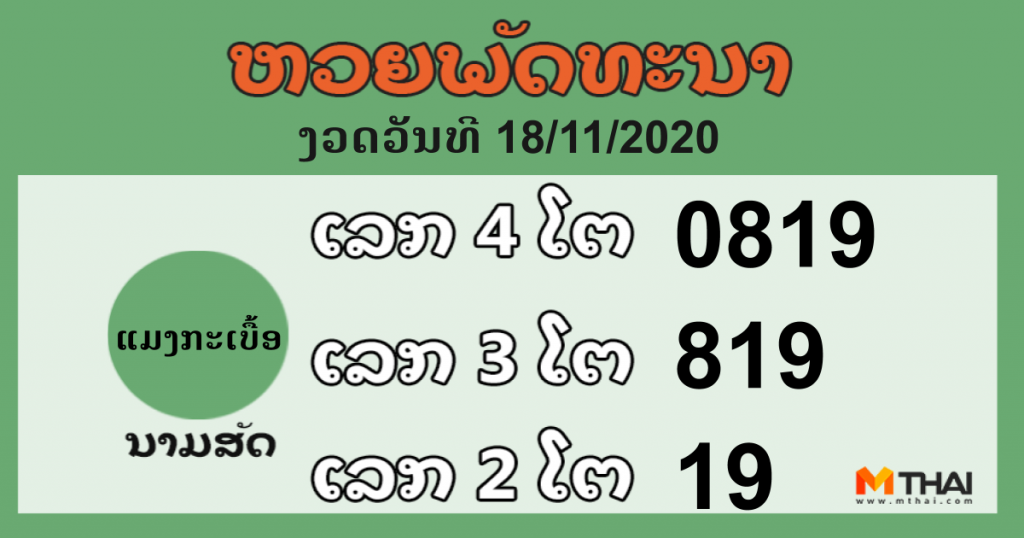 หวยลาว งวดวันที่ 18 พฤศจิกายน 2563