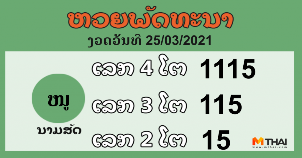 หวยลาว งวดวันที่ 25 มีนาคม 2564