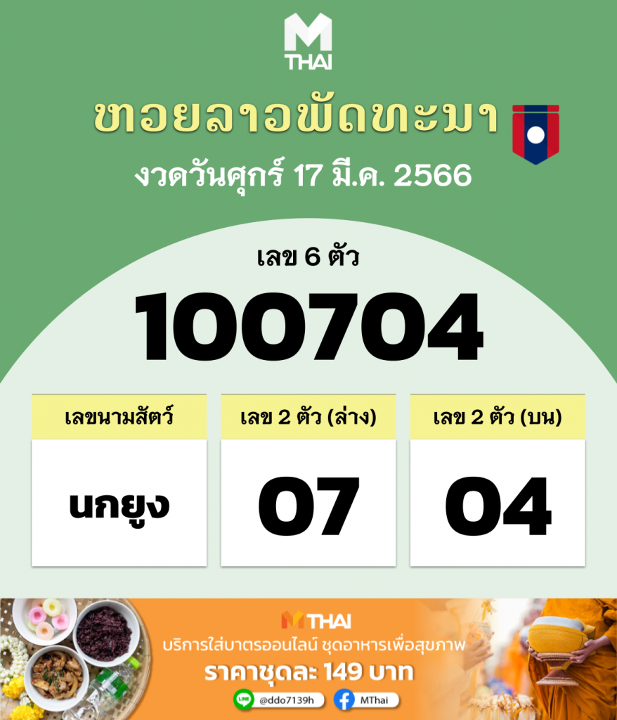 หวยลาว งวดวันศุกร์ 17 มีนาคม 2566