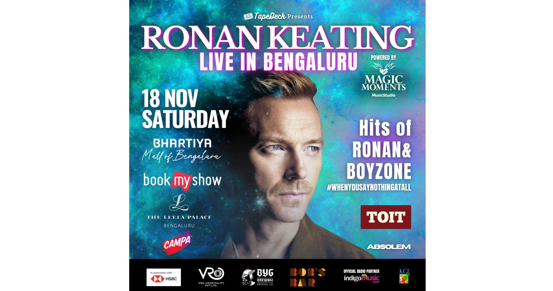 Magic Moments Music Studio Set To Amplify Ronan Keating's Bengaluru Concert At Tape Deck Festival