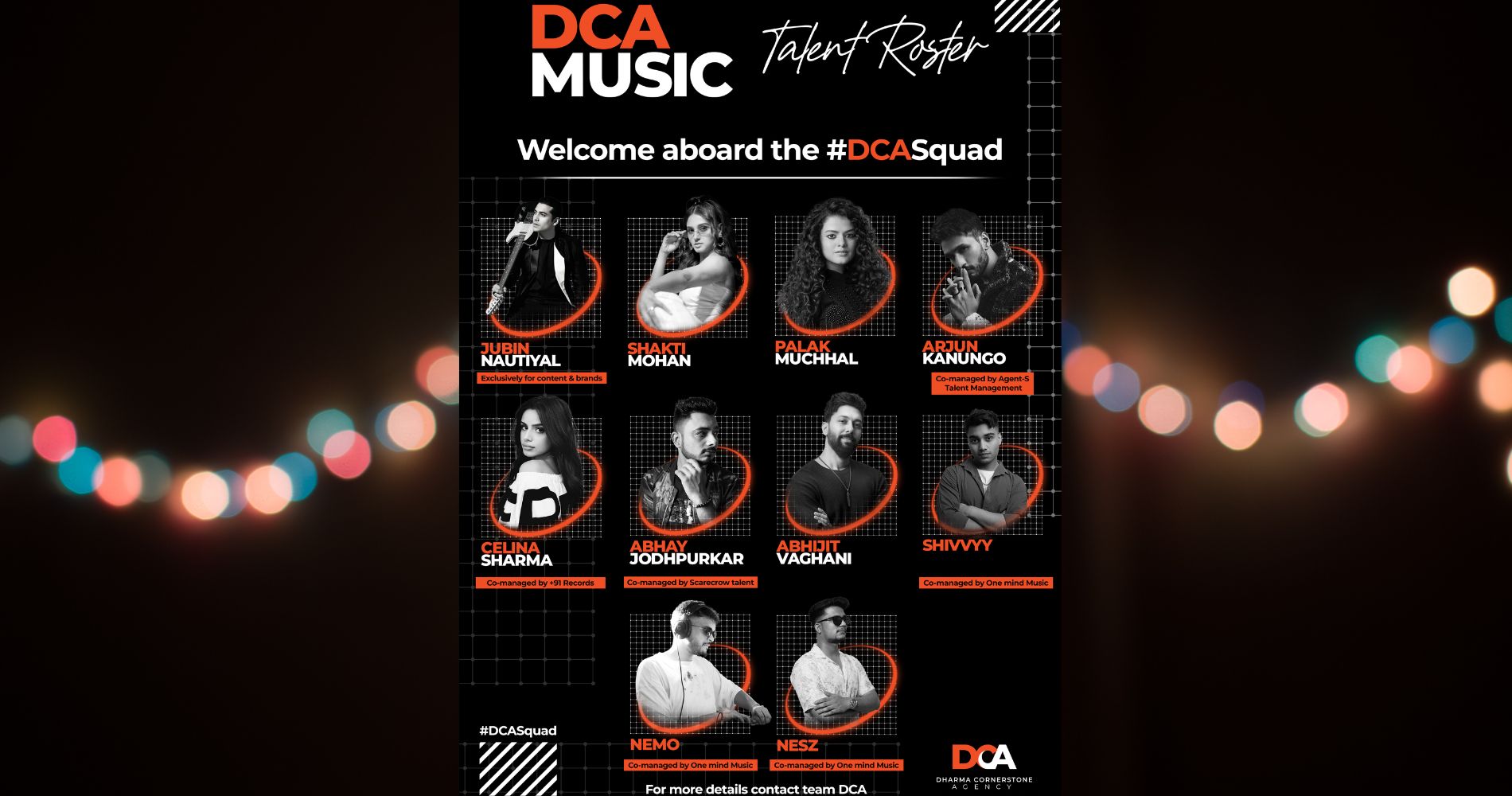 Dharma Cornerstone Agency's Music Division Welcomes Jubin Nautiyal, Shakti Mohan, Palak Muchhal, And More