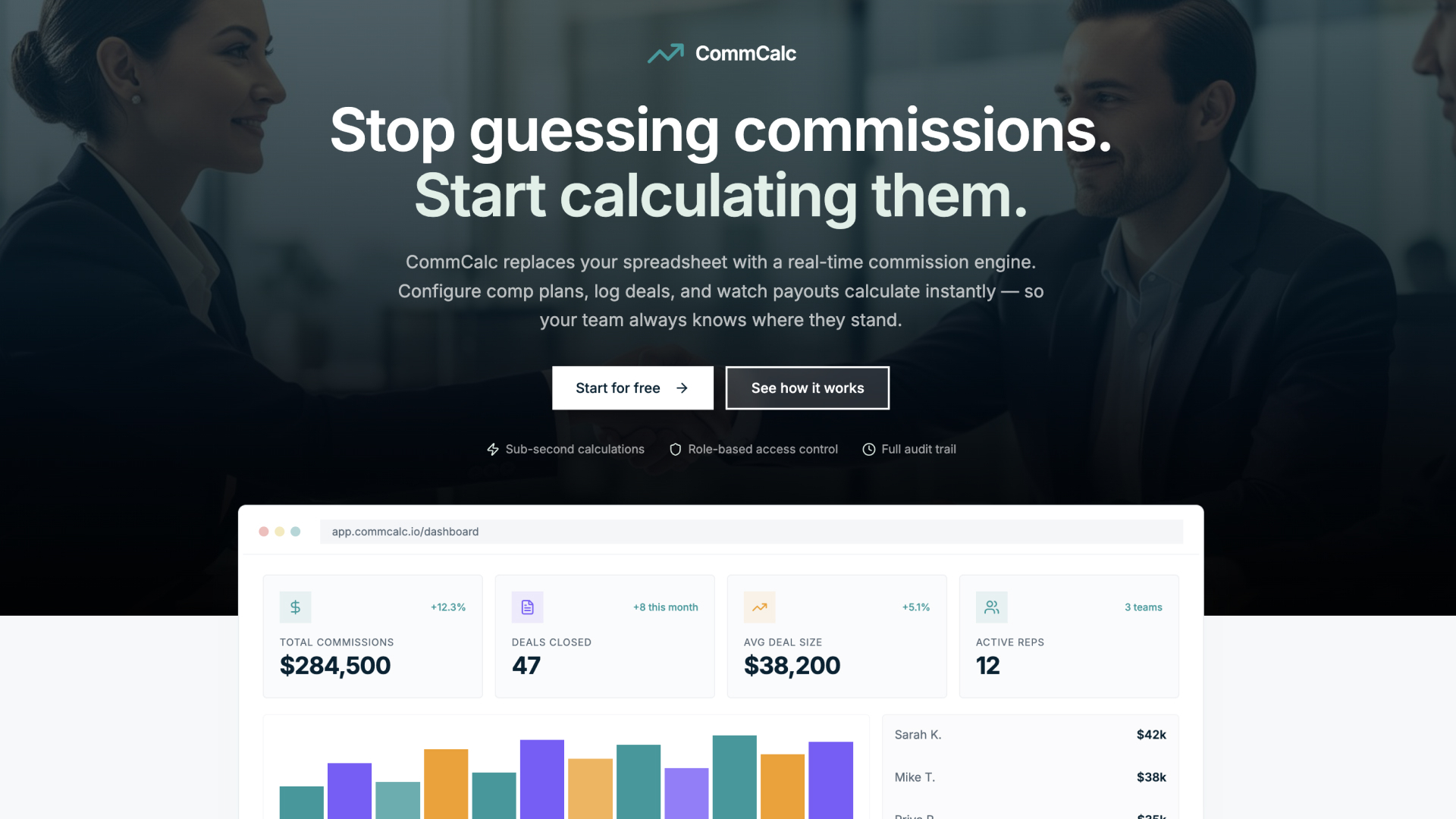 Commission Calculator — internal tools template preview