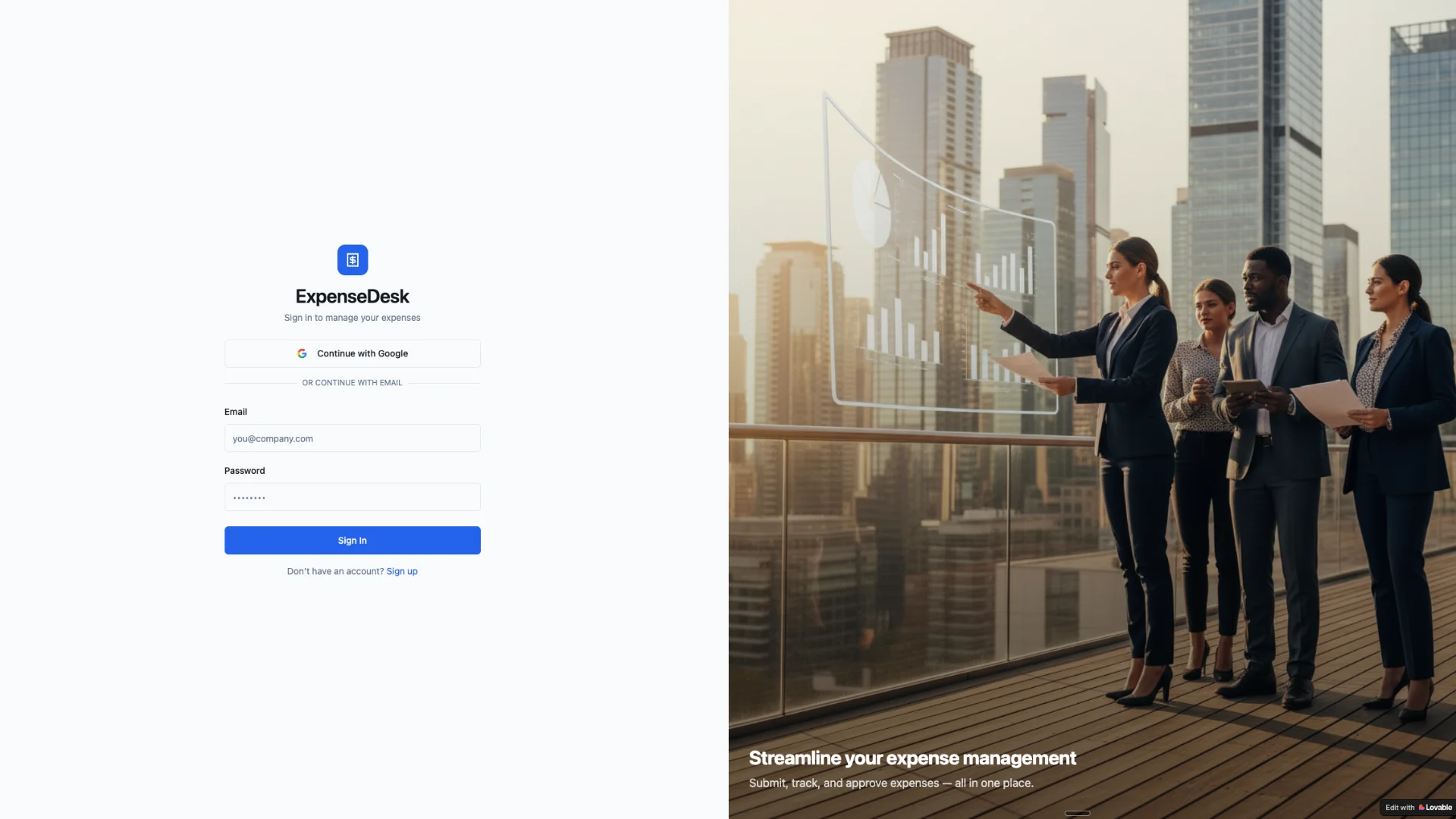 Expense Approvals — internal tools template preview