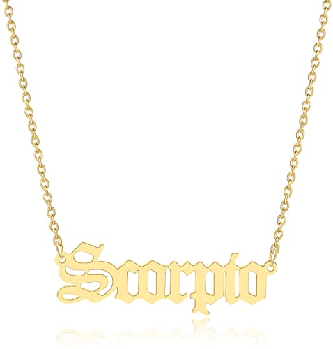 VLINRAS Old English Zodiac Necklace