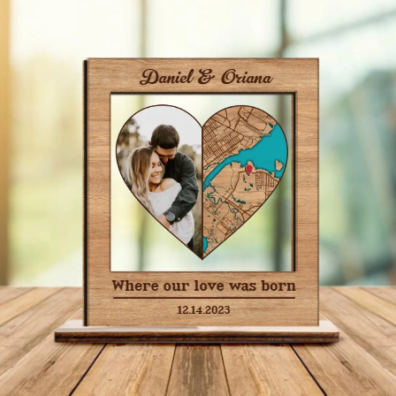 Generic Our First Date Map Plaque Personalized Acrylic Date Night Gift  Custom Location Map Led Light Couple Gift For Her Him
